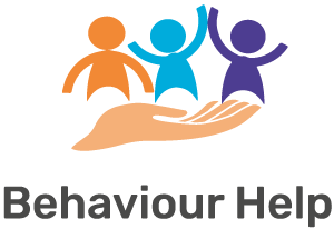 behaviour help logo showing three children above a supporting hand