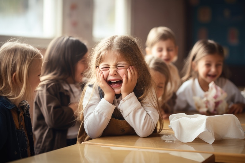 Young girl attention seeking in the classroom creating a strain on learning for herself and others.