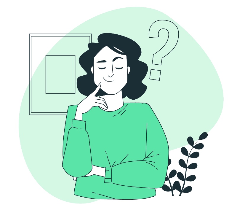 illustration of a woman with a question mark over her head