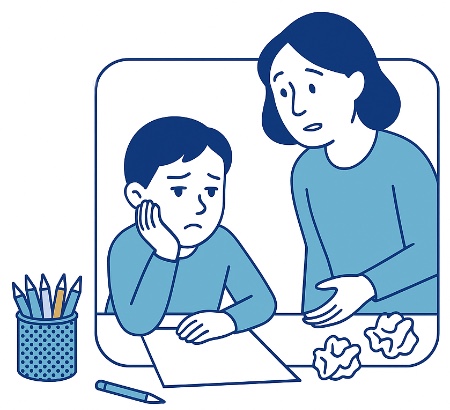 tired mother with child suffering with adhd