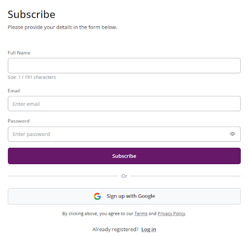 signing up