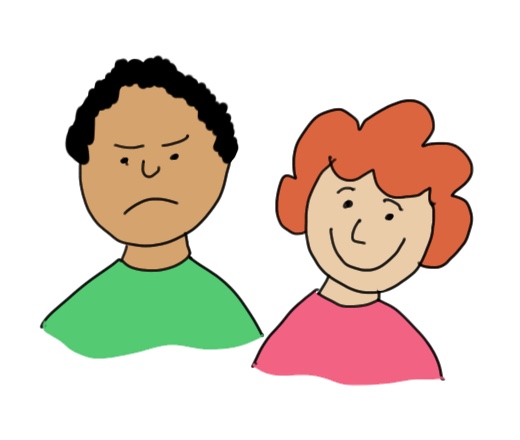 two people showing different facial expressions