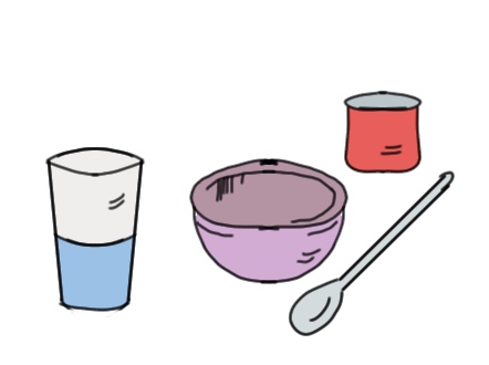 Visual support showing every day objects like a bowl and a tooth brush